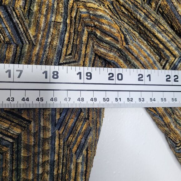 Brown gold line print art to wear grunge square neck 3/4 sleeve top large - Picture 5 of 6